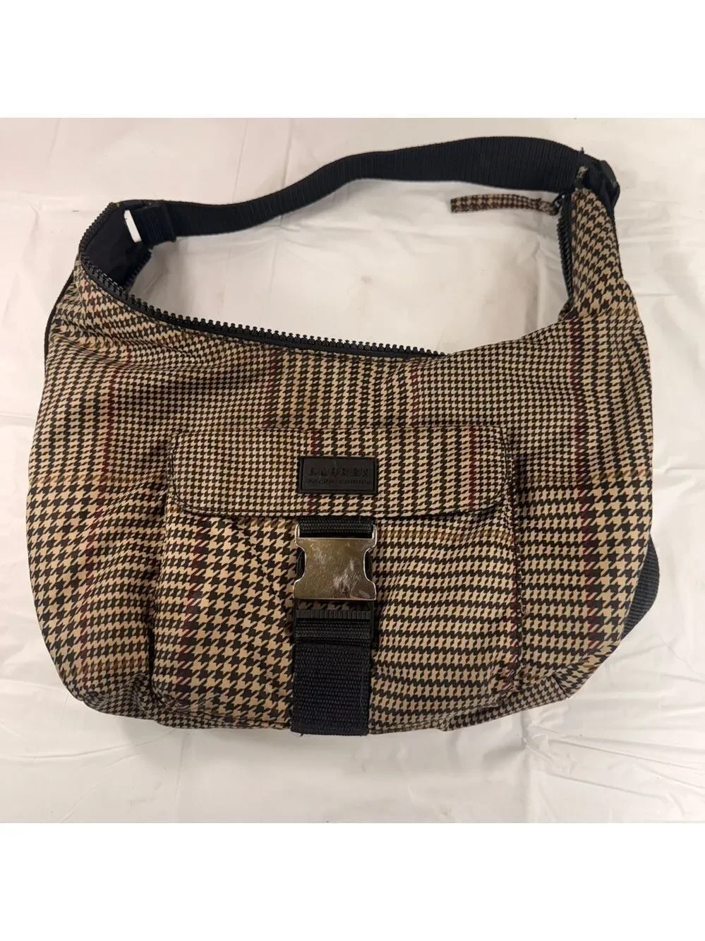 Ralph Lauren Houndstooth Hobo Shoulder Bag